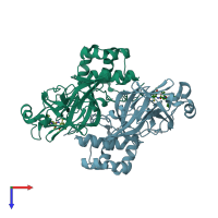 PDB entry 2amd coloured by chain, top view.