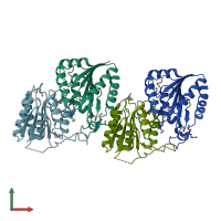 PDB entry 2amj coloured by chain, front view.