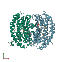 PDB entry 2aml coloured by chain, front view.