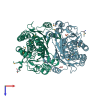PDB entry 2aml coloured by chain, top view.