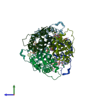 PDB entry 2amt coloured by chain, side view.
