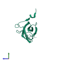 PDB entry 2amu coloured by chain, side view.