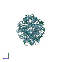 PDB entry 2amx coloured by chain, side view.