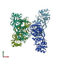 PDB entry 2an1 coloured by chain, front view.