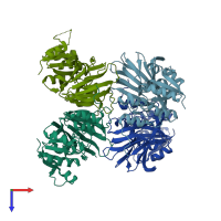 PDB entry 2an1 coloured by chain, top view.