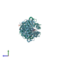 PDB entry 2an4 coloured by chain, side view.