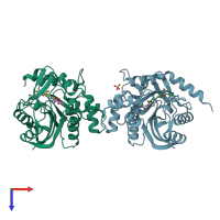 PDB entry 2an5 coloured by chain, top view.