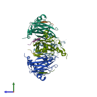 PDB entry 2an6 coloured by chain, side view.
