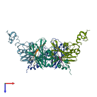 PDB entry 2an6 coloured by chain, top view.