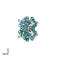 PDB entry 2an9 coloured by chain, side view.