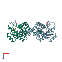 PDB entry 2an9 coloured by chain, top view.