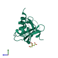 PDB entry 2ang coloured by chain, side view.