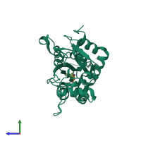 PDB entry 2anj coloured by chain, side view.