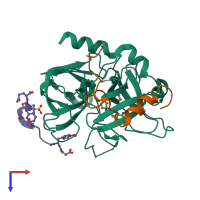 PDB entry 2ank coloured by chain, top view.