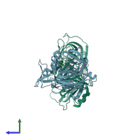 PDB entry 2anl coloured by chain, side view.