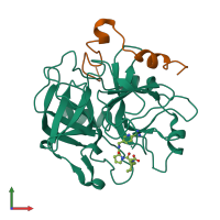 PDB entry 2anm coloured by chain, front view.