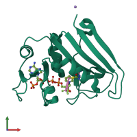 PDB entry 2ano coloured by chain, front view.