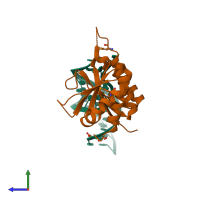 PDB entry 2anr coloured by chain, side view.