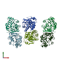 PDB entry 2anu coloured by chain, front view.