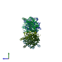 PDB entry 2anu coloured by chain, side view.