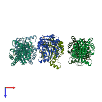 PDB entry 2anu coloured by chain, top view.