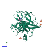 PDB entry 2any coloured by chain, side view.