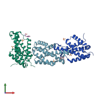 PDB entry 2ao2 coloured by chain, front view.