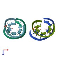 PDB entry 2ao5 coloured by chain, top view.