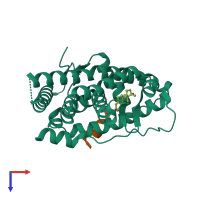 PDB entry 2ao6 coloured by chain, top view.