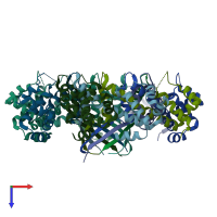 PDB entry 2ao9 coloured by chain, top view.
