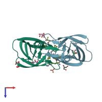 PDB entry 2aog coloured by chain, top view.