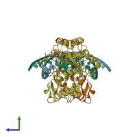 PDB entry 2aor coloured by chain, side view.