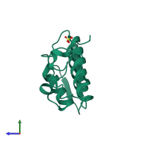 PDB entry 2aoz coloured by chain, side view.