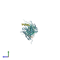 PDB entry 2ap2 coloured by chain, side view.