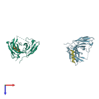 PDB entry 2ap2 coloured by chain, top view.