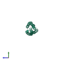 PDB entry 2ap3 coloured by chain, side view.