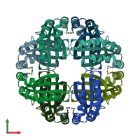 PDB entry 2ap6 coloured by chain, front view.