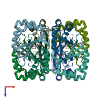 PDB entry 2ap6 coloured by chain, top view.