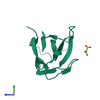 PDB entry 2apb coloured by chain, side view.