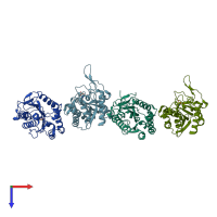 PDB entry 2apj coloured by chain, top view.