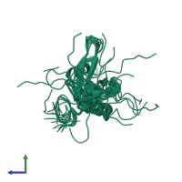 PDB entry 2apn coloured by chain, ensemble of 20 models, side view.