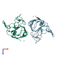 PDB entry 2aps coloured by chain, top view.