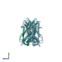 PDB entry 2apt coloured by chain, side view.