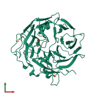 PDB entry 2aq5 coloured by chain, front view.