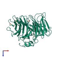 PDB entry 2aq5 coloured by chain, top view.