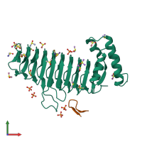 PDB entry 2aq9 coloured by chain, front view.