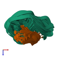 PDB entry 2aqy coloured by chain, ensemble of 10 models, top view.