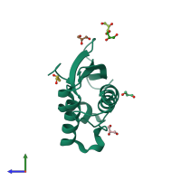 PDB entry 2ar5 coloured by chain, side view.