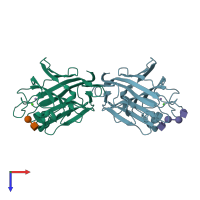 PDB entry 2ar6 coloured by chain, top view.