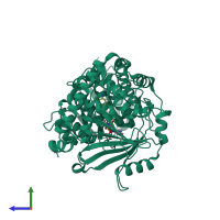 PDB entry 2ar8 coloured by chain, side view.